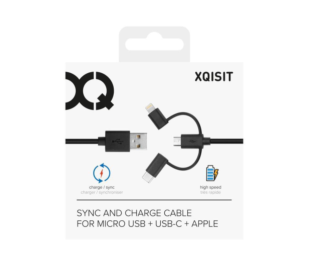 Xqisit KABEL USB - micro-USB/Lightning/USB-C 1M XQISIT czarny # - 1451231 - zdjęcie 4